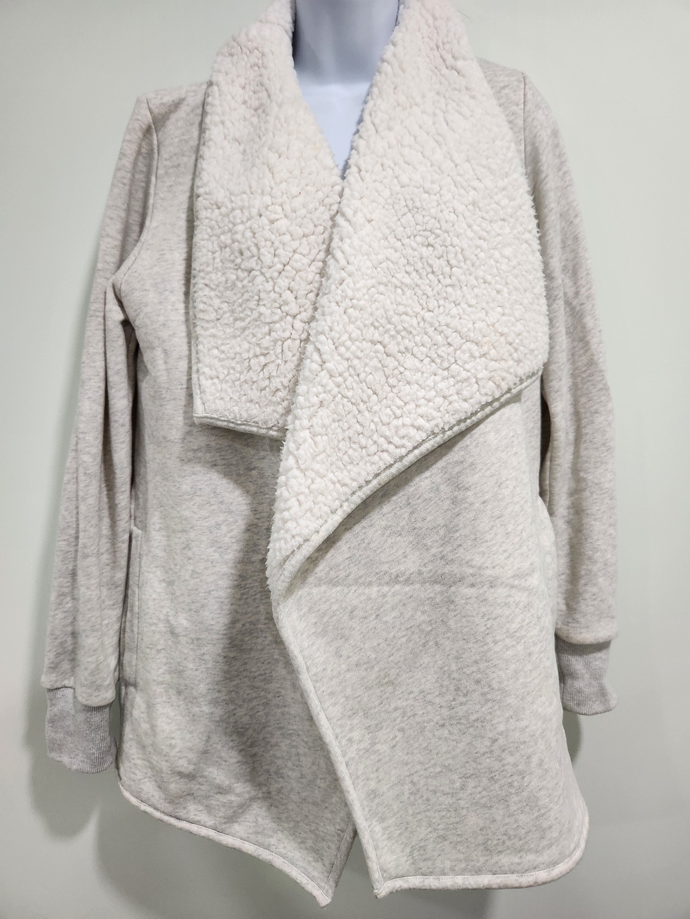 Abercrombie & Fitch Cream Sherpa Draped Open-Front Jacket